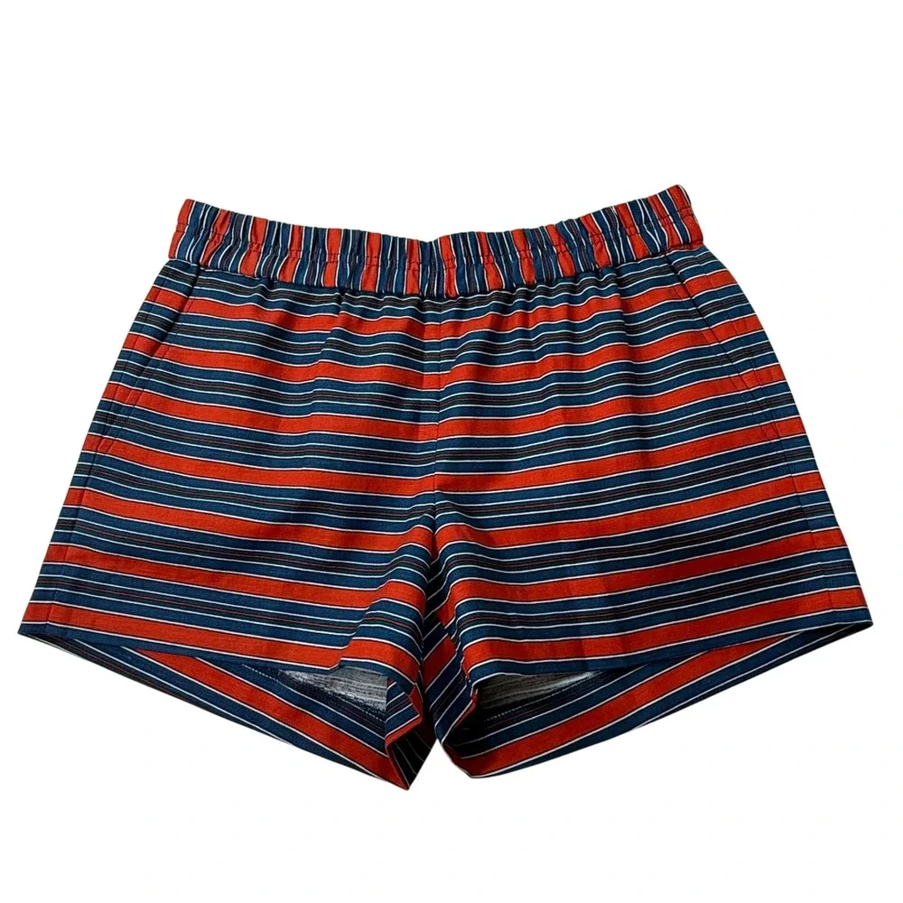 J.Crew Striped Linen Shorts Pull On Red White Blue Womens 2